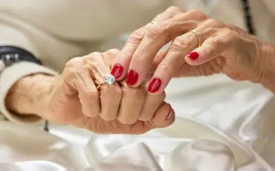 Elderly Woman Showing her Moissanite Ring, as a Frugal Family Heirloom That Should Last For Generations