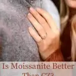 Woman showing ring and wondering, is Moissanite better than Cubic Zirconia?